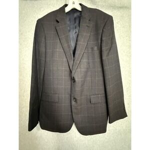 Joseph & Feiss Gold Blazer Sport Coat Mens‎ 42R Brown Wool Check Jacket Classic